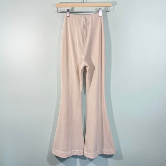 Princess Polly Cream Soft Ribbed Twist Waist Super Flared Pull On Pants Size 0 - Picture 7 of 7